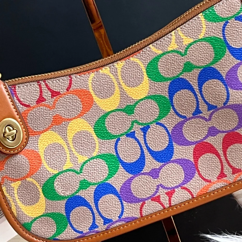 CA100 - Coach Swinger in Rainbow Signature Canvas - Picture 3 of 12